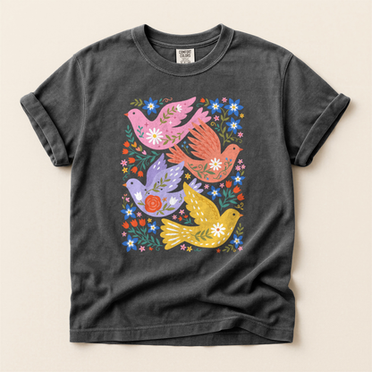 Folk Floral Birds - Pepper