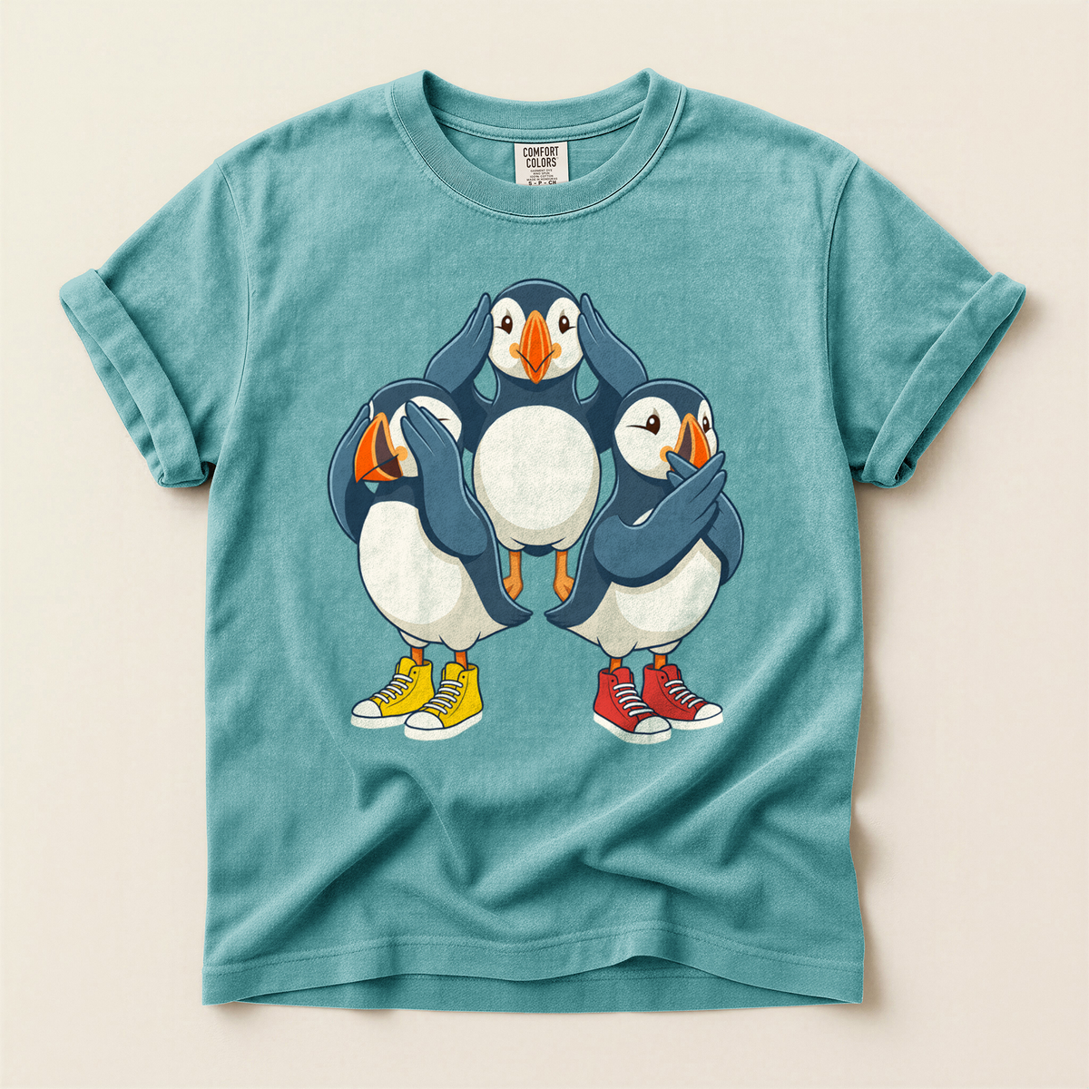 Puffins In Sneakers - Seafoam