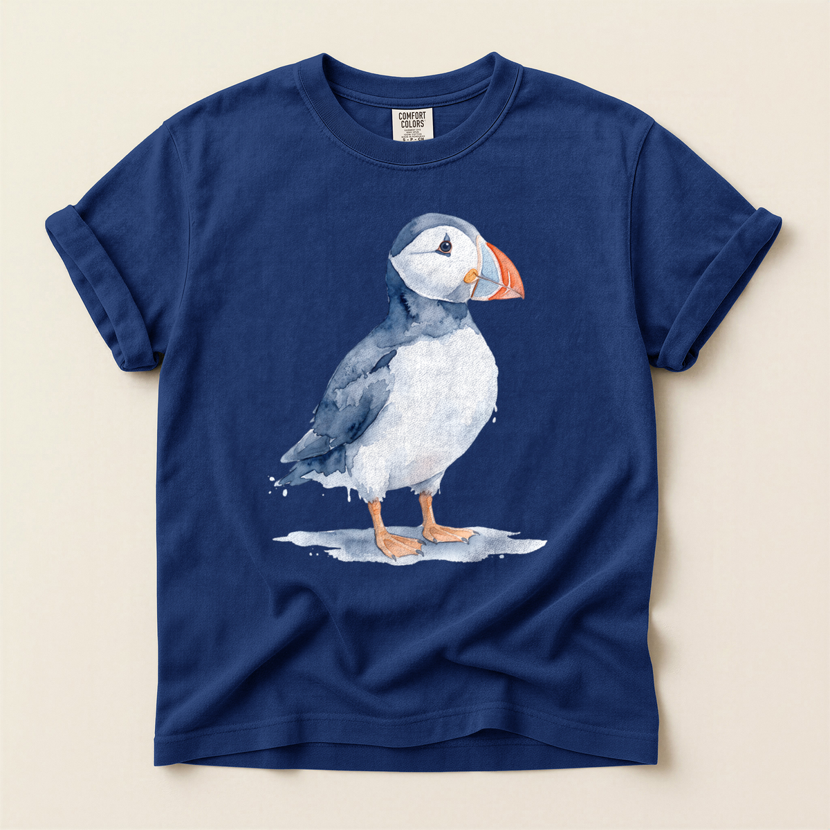 Watercolour Puffin Stand - True Navy