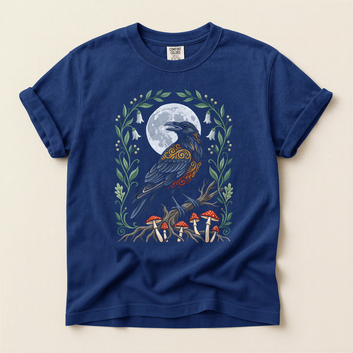 Crow Mushroom Moon - True Navy