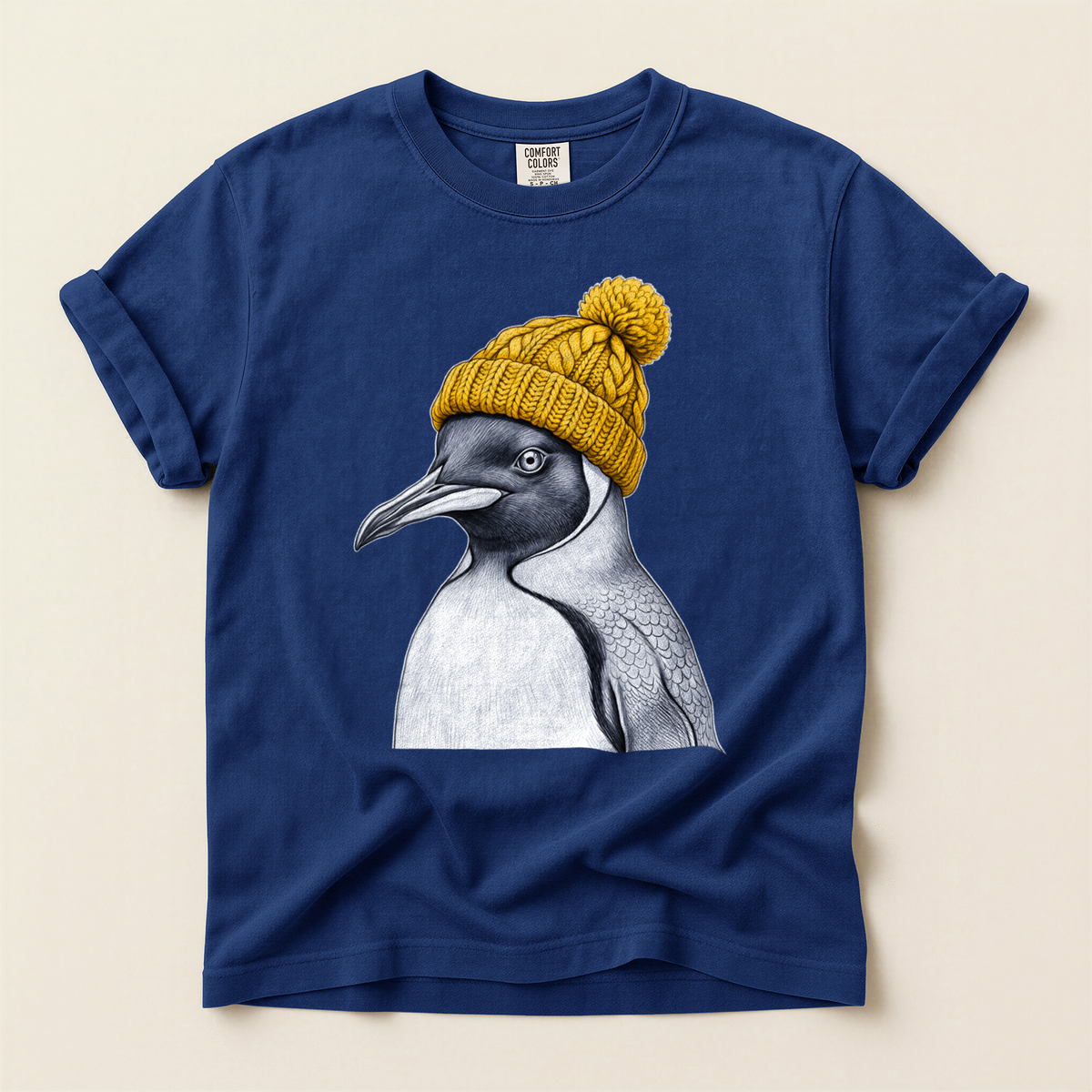 Penguin Yellow Beanie - True Navy