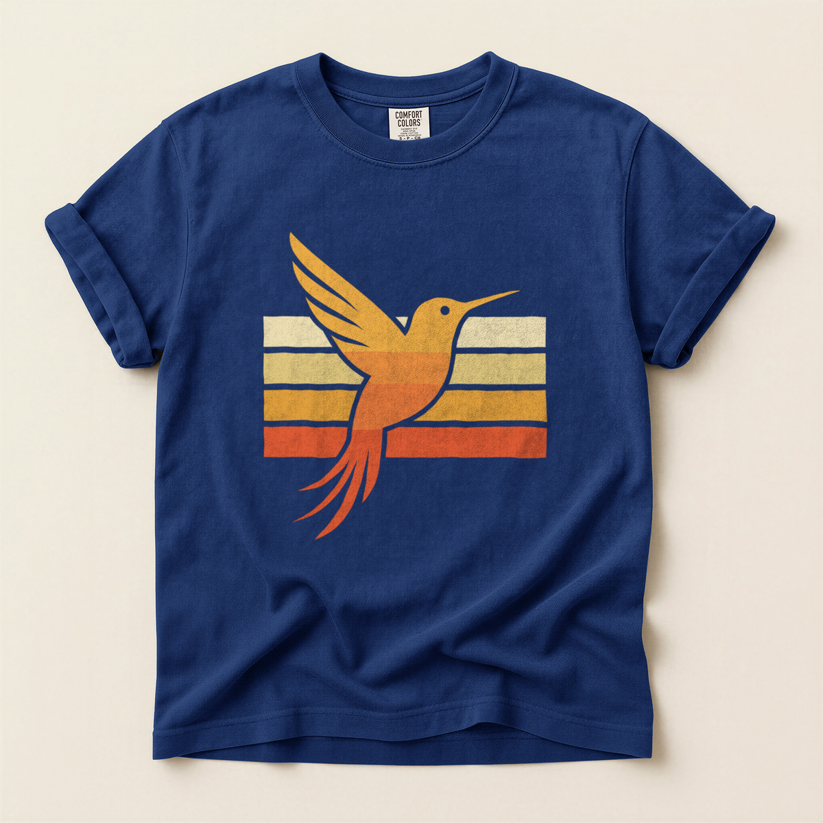 Retro Hummingbird Stripes - True Navy