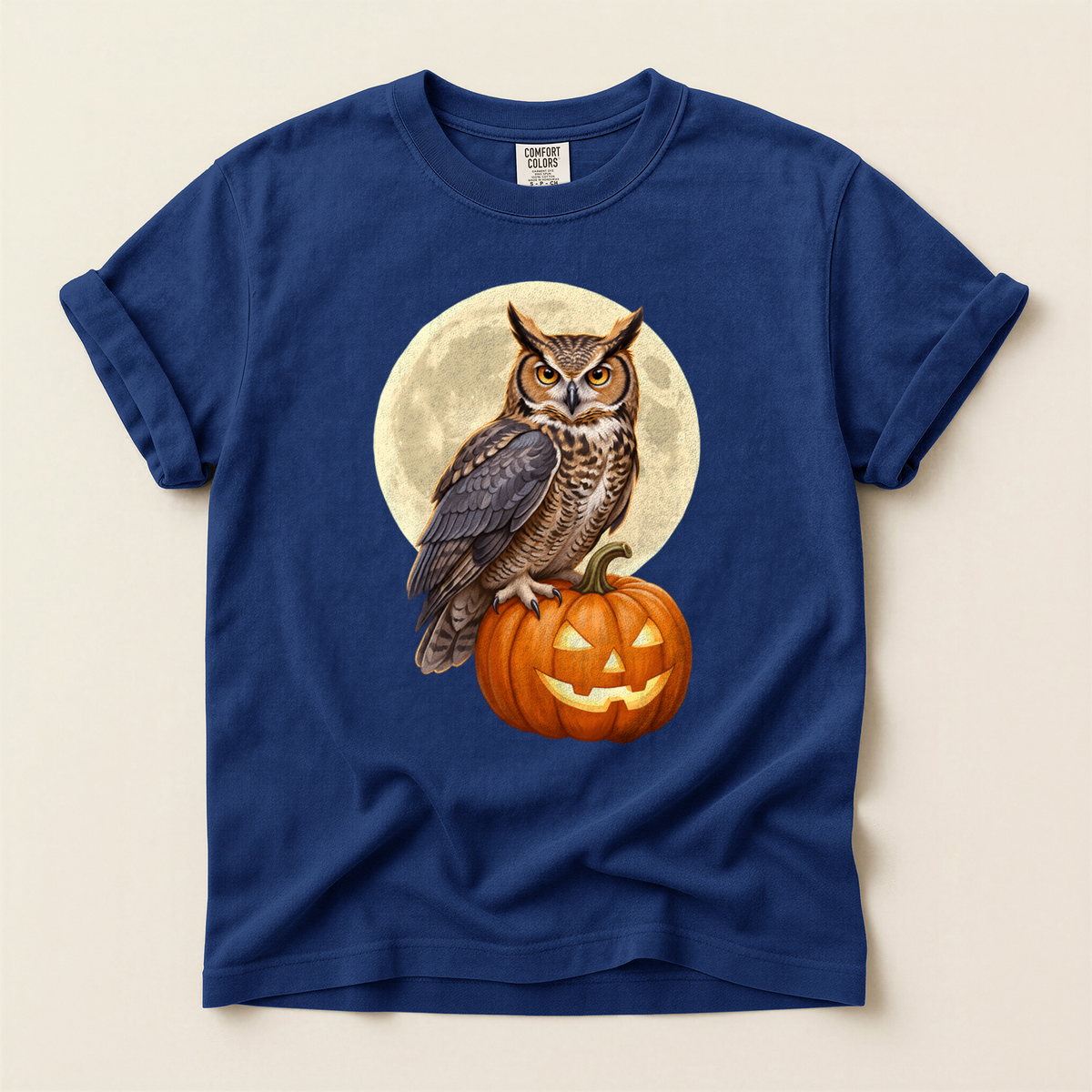 Owl Pumpkin Moon - True Navy