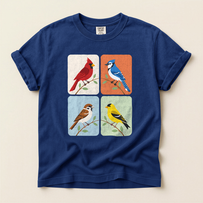 Four Bird Squares - True Navy