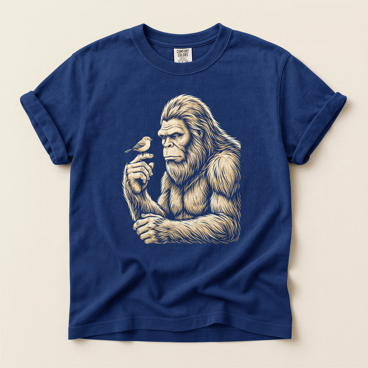 Bigfoot Holds Bird - True Navy