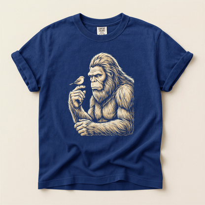Bigfoot Holds Bird - True Navy