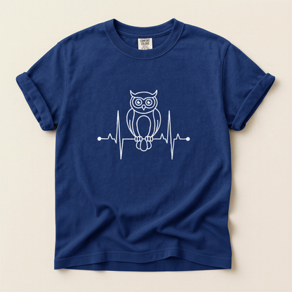 Owl Heartbeat Line - True Navy