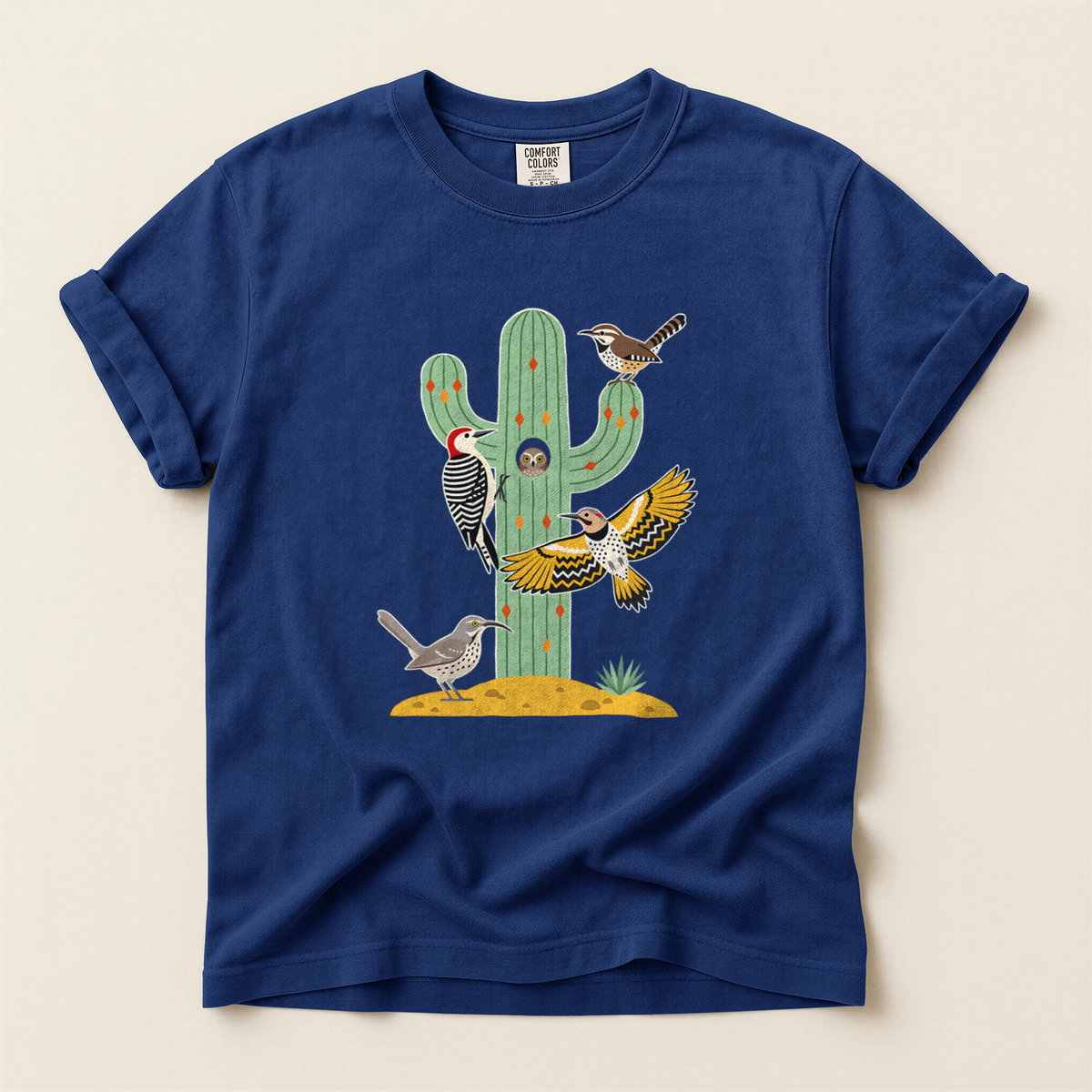 Cactus Desert Birds - True Navy