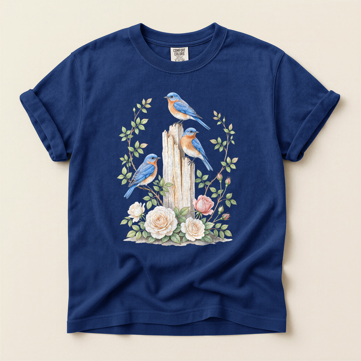 Bluebirds Roses Post - True Navy