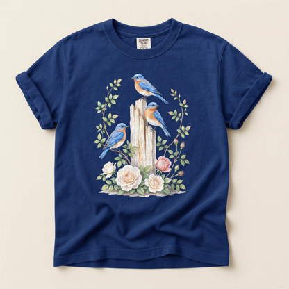 Bluebirds Roses Post - True Navy