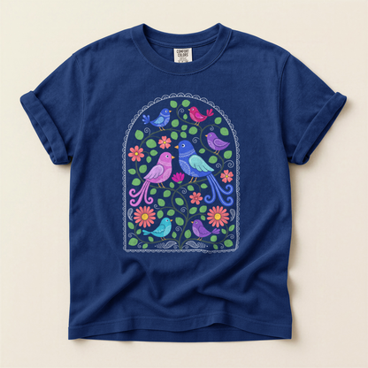 Folk Arch Birds - True Navy