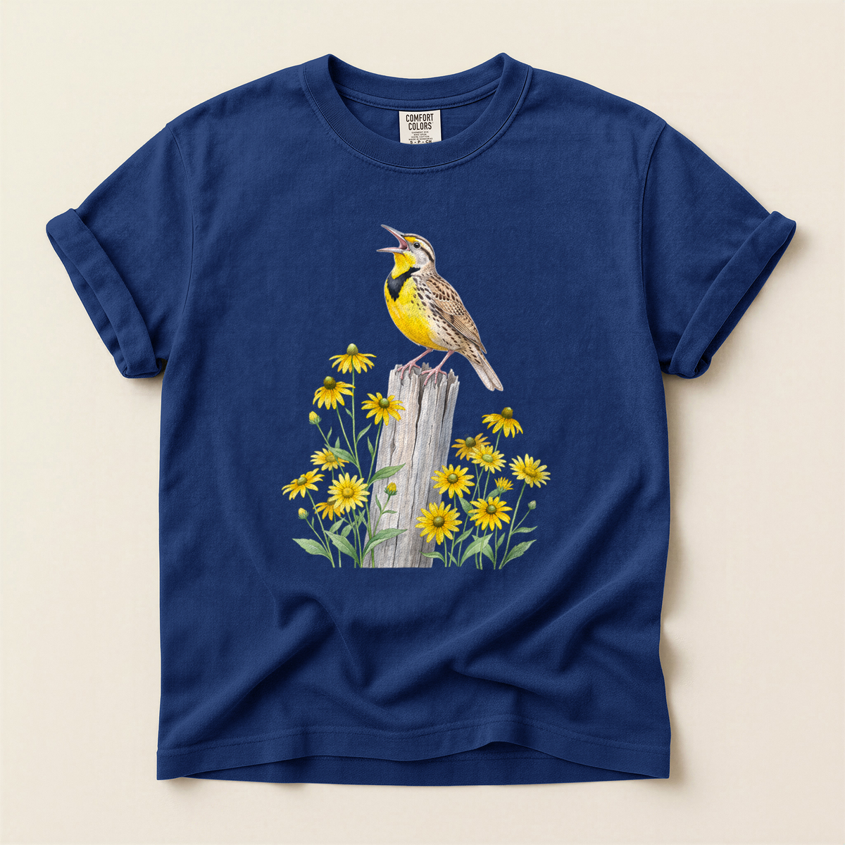 Meadowlark Yellow Flowers - True Navy