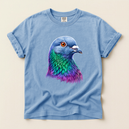 Iridescent Pigeon Head - Washed Denim