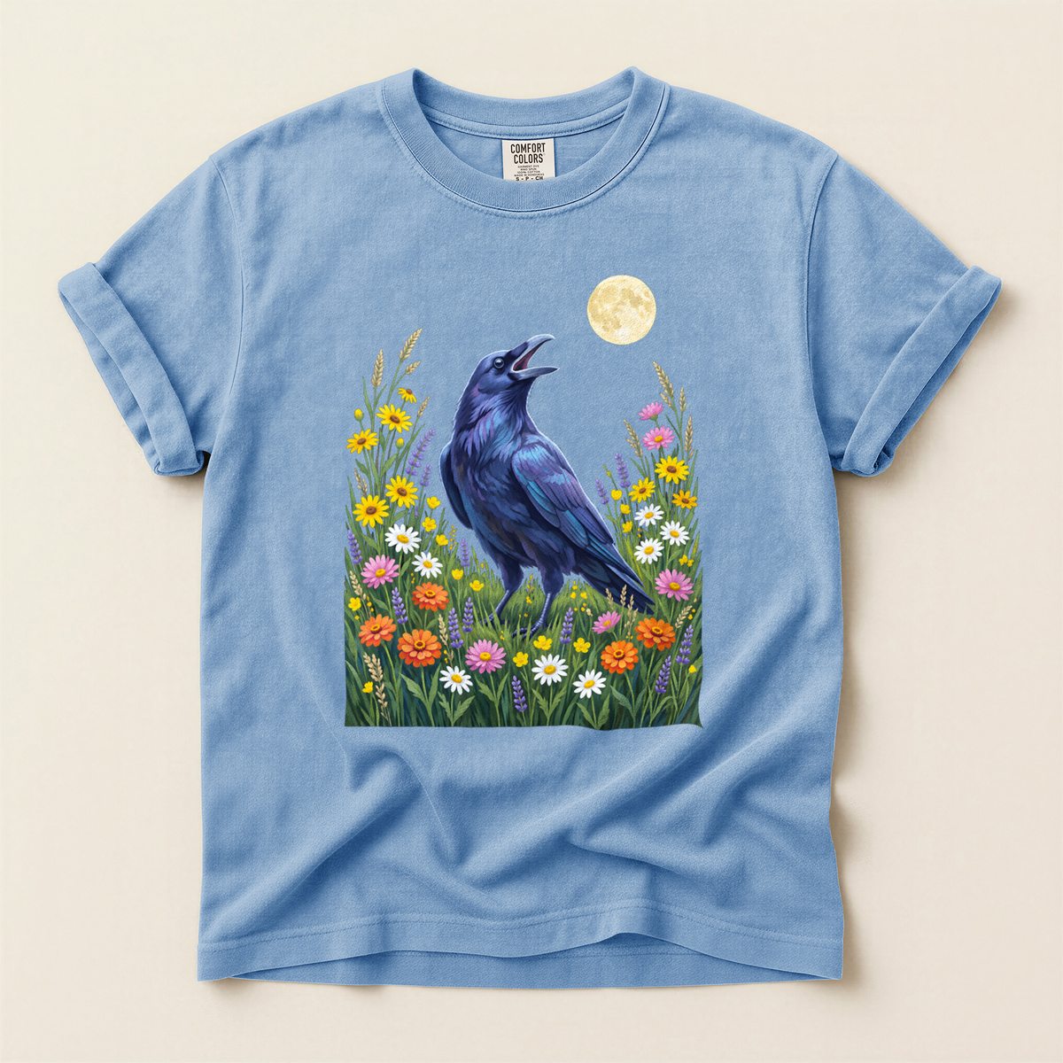 Raven Moon Wildflowers - Washed Denim