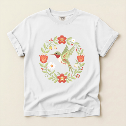 Hummingbird Floral Wreath - White