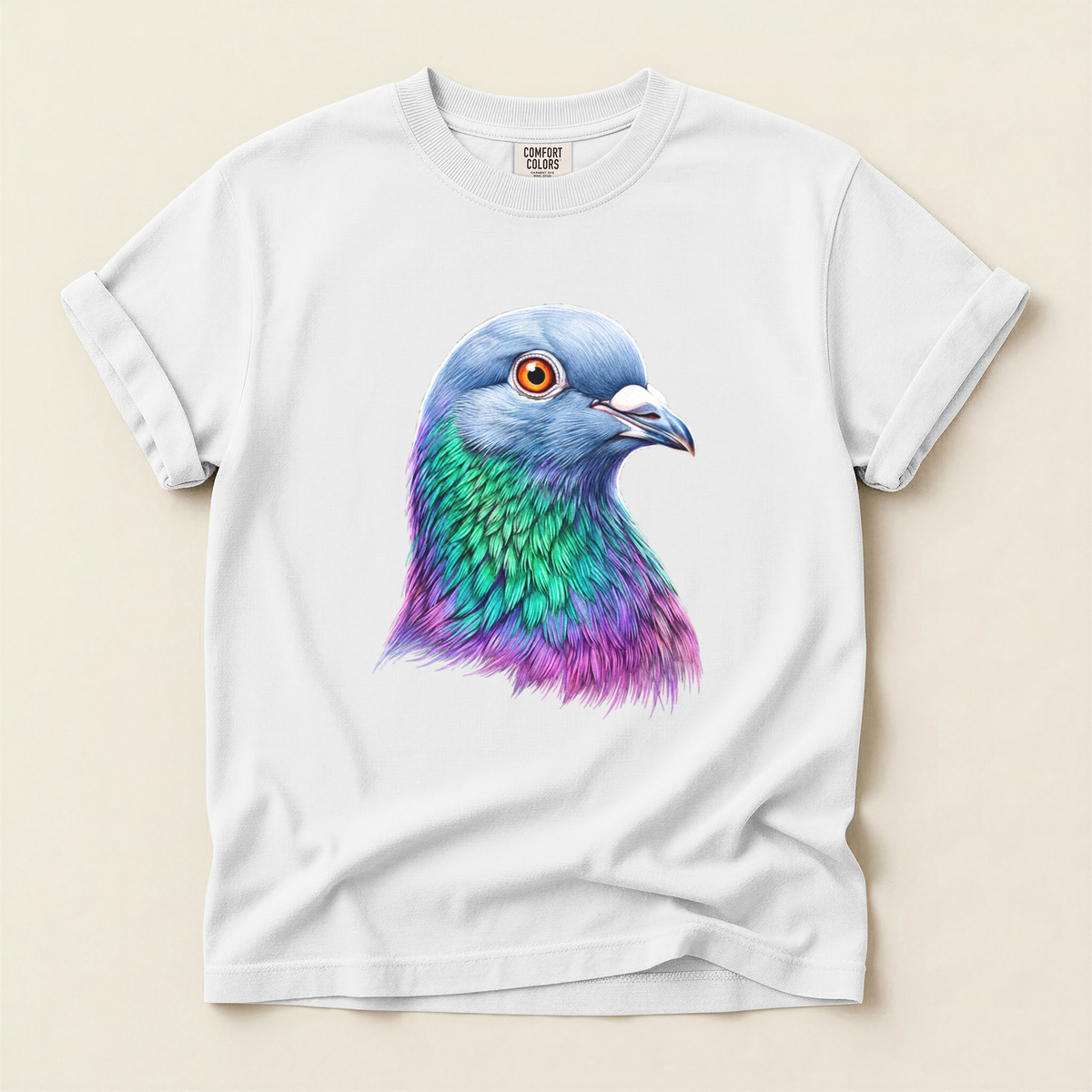 Iridescent Pigeon Head - White