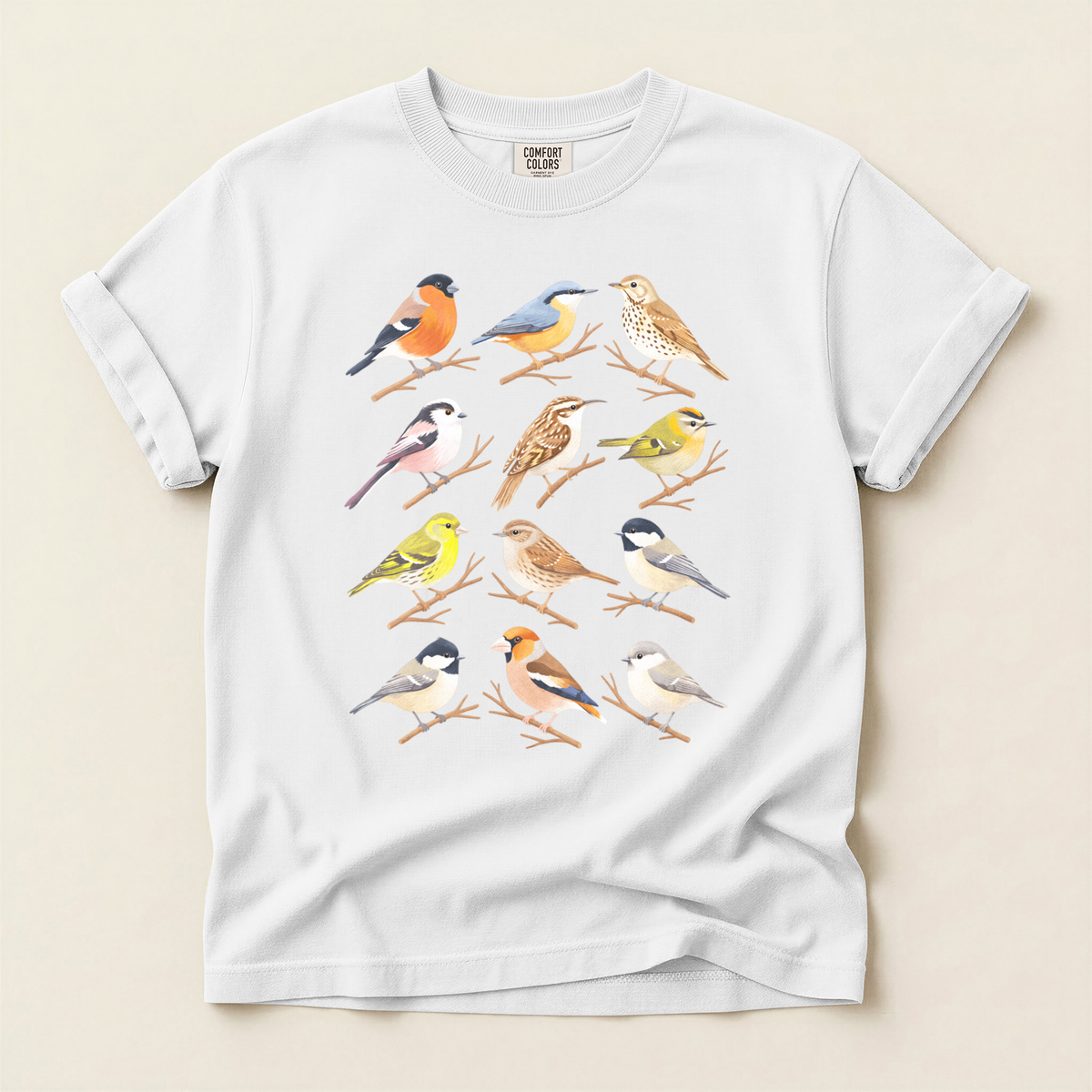 Small Bird Grid - White