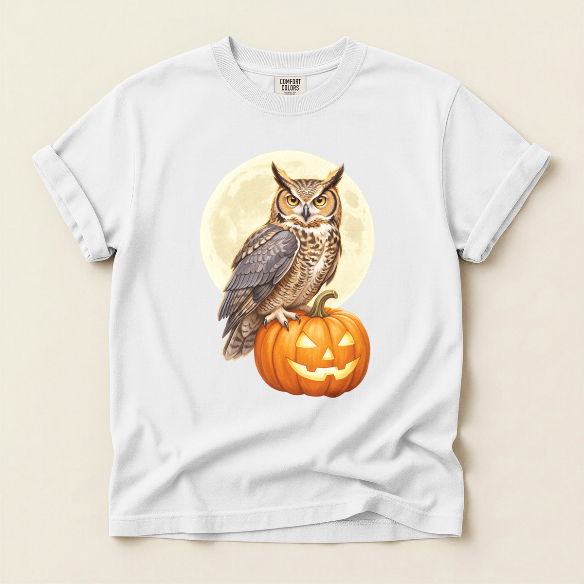 Owl Pumpkin Moon - White