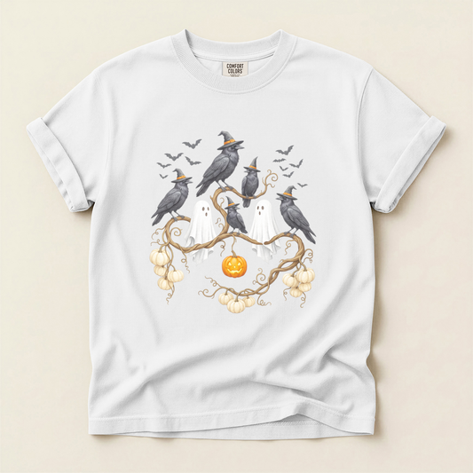 Halloween Crow Ghosts - White