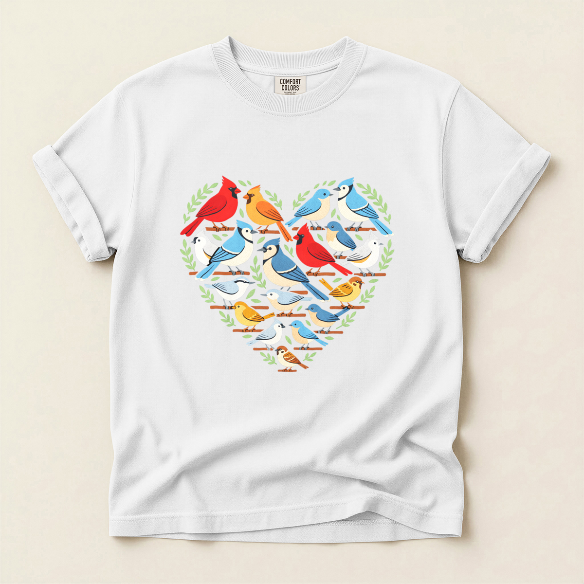 Bird Heart Wreath - White