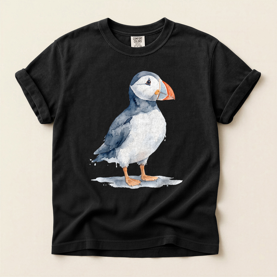 Watercolour Puffin Stand T-Shirt