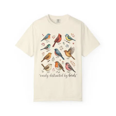 Easily Distracted by Birds Colorful Flock Tee