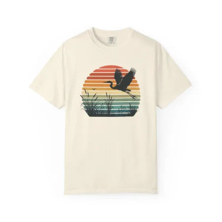 Vintage Sunset Marsh Bird Tee