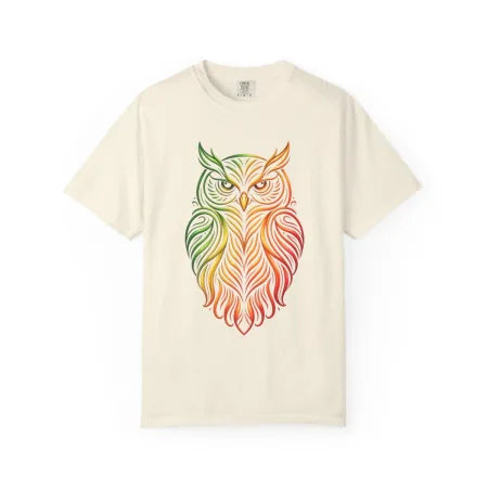 Rainbow Line Art Owl Tee