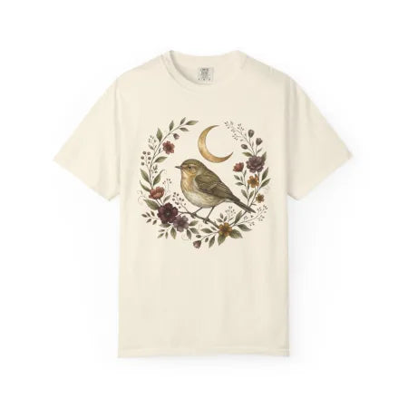Moonlit Songbird Floral Wreath Tee