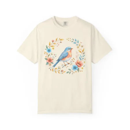 Eastern Bluebird Floral Wreath Tee